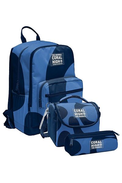 Coral High Geantă de școală pentru școala primară și gimnazială - băiat, dungi de culoare albastru bleumarin