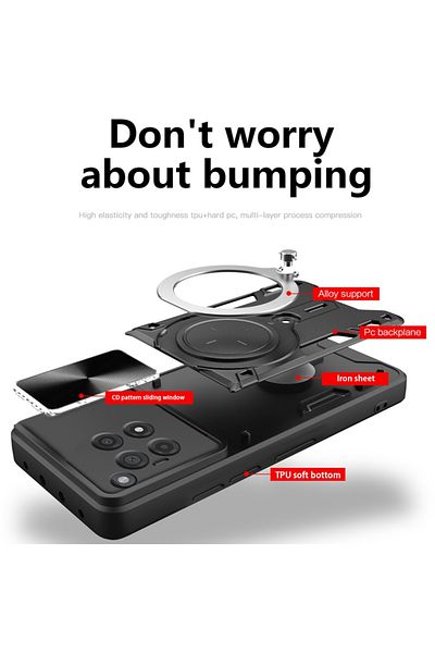 SKYDDAR INNOVATION Case for OnePlus 12R, CamGuard Pro, Magnetic Ring, Camera Protection, sticker set, Red