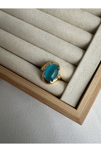 ringbox Blue Cat's Eye Stone Ring