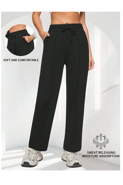 CANDERO Femei BLACK Striped Battal Plus Size Îmbrăcăminte sportivă Calitate largi, flexibil, confortabil, pantaloni de sport YUS