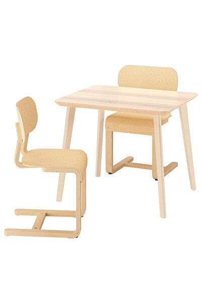 IKEA mutfak masası takımı, dişbudak kaplama/huş kaplama, 2 sandalyeli, sabit, 88x78 cm