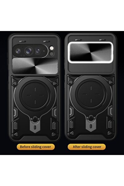 SKYDDAR INNOVATION Θήκη για Google Pixel 9 Pro XL, CamGuard Pro, Δαχτυλίδι μαγνήτη, Προστασία κάμερας, σετ αυτοκόλλητων, Ροζ χρυσό