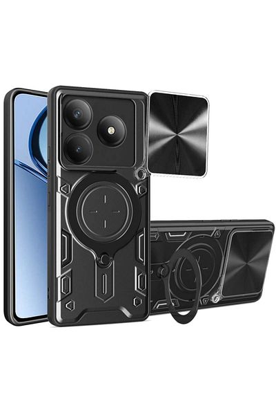 SKYDDAR INNOVATION Husă pentru Realme C63 / C61, CamGuard Pro, inel magnetic, protecție cameră, set autocolante, neagră