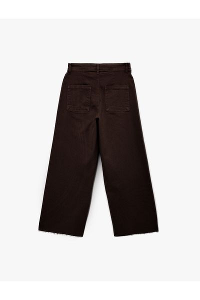 Koton High Waist Button Pockets Relaxed Fit Wide Leg Denim Pants - Culotte Jeans