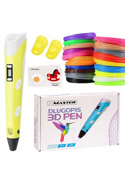 dalimag Set stilouri 3D cu filament de 50 m și accesorii, galben