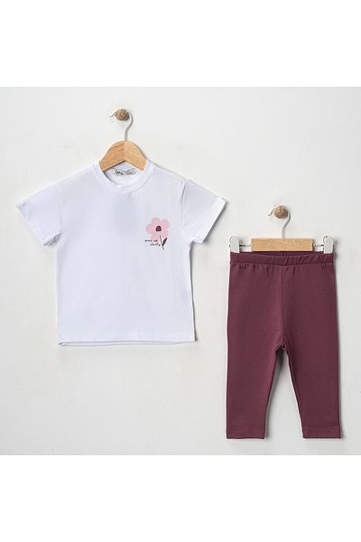 MK Mukko Kids Girls' Floral Printed Basic Seasonal/Summer Leggings T-Shirt Bottom Top Set