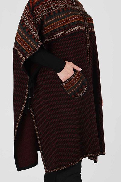 Moda Rosa 25K9620 - Black - Large Size Hijab Knitwear Poncho