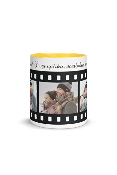 yüksel34 Kişiye Özel Aşkına Sevgiline 3 Resimli Film Şeridi Kupa Bardak ,