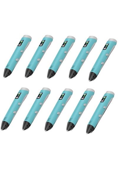 OEM 3D Pen SL-200 with ABS and PLA Support, Adjustable Temperature Control, Blue, Set of 10