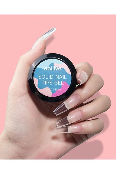 Nailive Solid Gel Glue for Nail Tips, 3 in 1 Glue Gel Curing Needed, 15 Ml