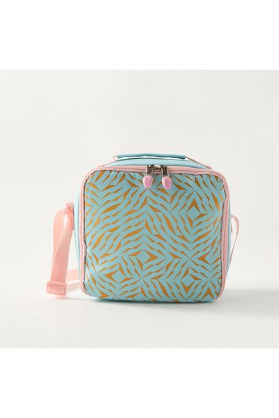 ST Right St.Right Geometric Print Lunch Bag with Adjustable Strap and Top Handle