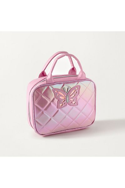 OMG Butterfly Applique Lunch Bag with Zip Closure