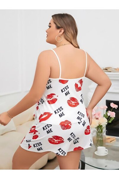Aria's Closet Arias Closet Plus Size Kiss Me Kiss Pattern Cotton Shorts Pajama Set