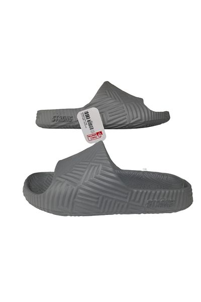 GEZER Men's Gray Striped Open Front Bathroom Garden Pool Slippers