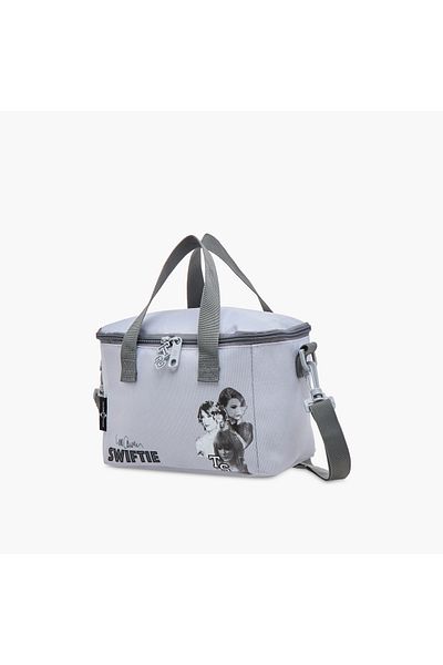 Celebrity Icons Taylor Swift Print Lunch Bag with Adjustable Strap and Zip Closure