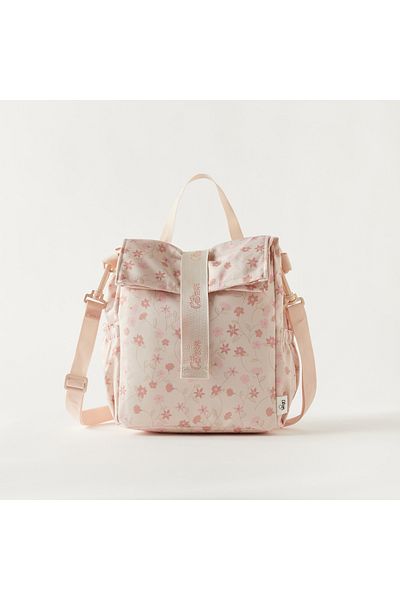 Citron Floral Print Insulated Lunch Bag with Detachable Strap