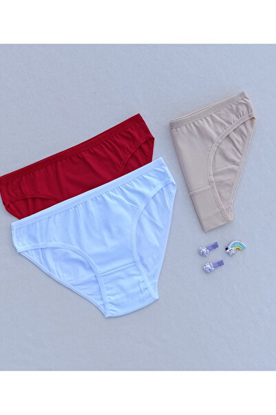 siyalife Kadın Pamuklu 3'lü Penye Kumaş Külot Bikini Slip