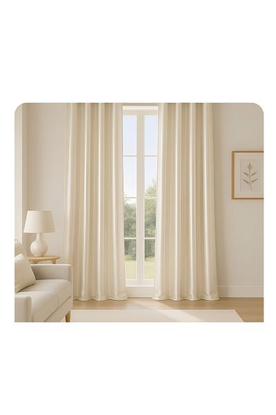 Mini Baby Curtain Satin Cream Sunscreen - Width between 100 and 150cm (Custom Size Made)