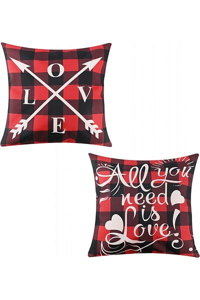 TSLBW Set of 2 TSLBW pillowcases, textile, red/black/white, 45 x 45 cm