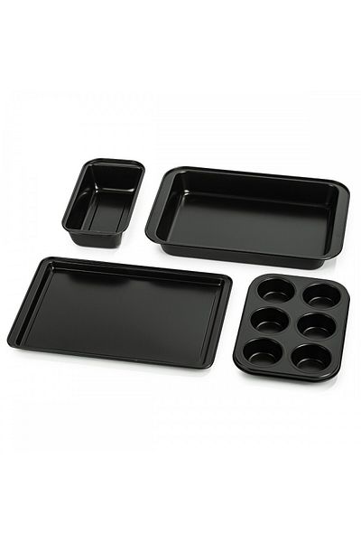 Excellent Houseware Σετ 4 ταψιών ζύμης από την Cucina, ανθρακούχο χάλυβα, αντικολλητικά