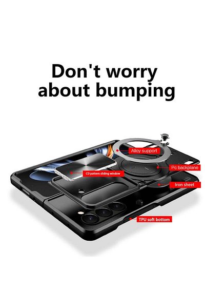 SKYDDAR INNOVATION Husă pentru Samsung Galaxy Z Fold6, CamGuard Pro, inel magnetic, protecție cameră, set autocolante, albastră