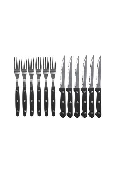 Excellent Houseware Set of 12 Outside steak cutlery, stainless steel, plastic, 6 people