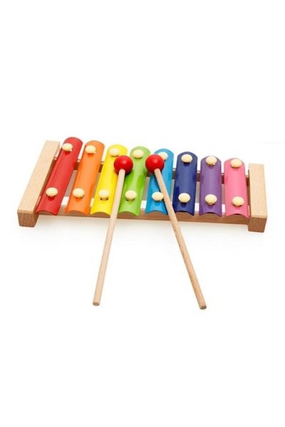 Avaleea Xilofon din lemn cu 8 note muzicale și 2 bețe de percuție, 4-6 ani, multicolor
