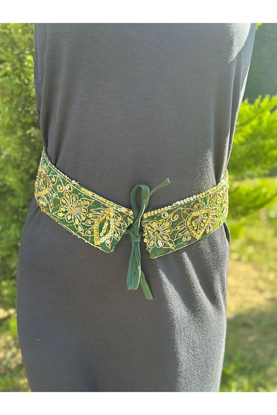 Gönülden Tasarım Ottoman Hand-Embroidered Women's Binding Belt 75 cm