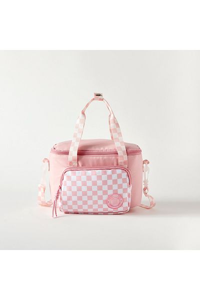 Marshmallow Checked Lunch Bag with Adjustable Strap and Zip Closure