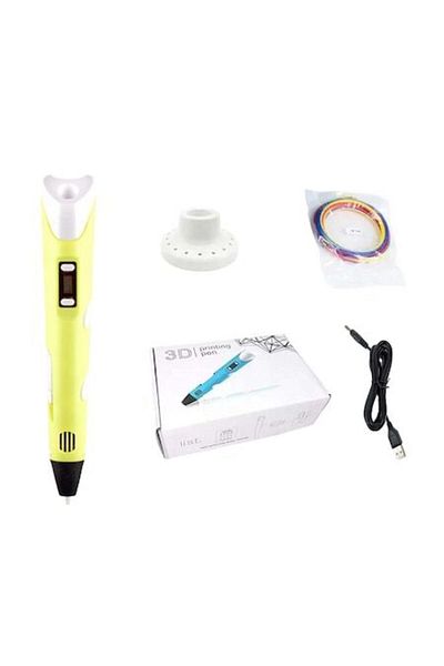 OEM 3D Pen with LED Display, for Drawing, Yellow, PLA Filament