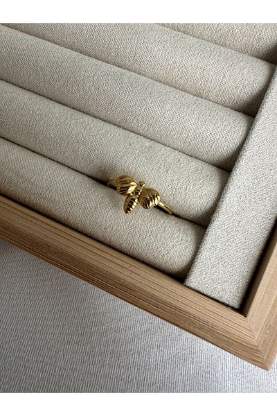 ringbox Gold Steel Tarnish-Free Winged Ring
