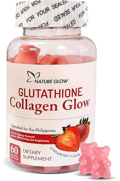 Nature's Glow Glutathione Collagen Glow, Strawberry Flavour, 60 Vegetable Capsules, 100 Calories