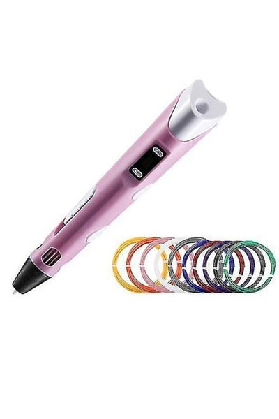 OEM Set 3D Printing Pen and 10 Filaments, PLA, 0.7 mm, 1.75 mm, 10 m, Pink