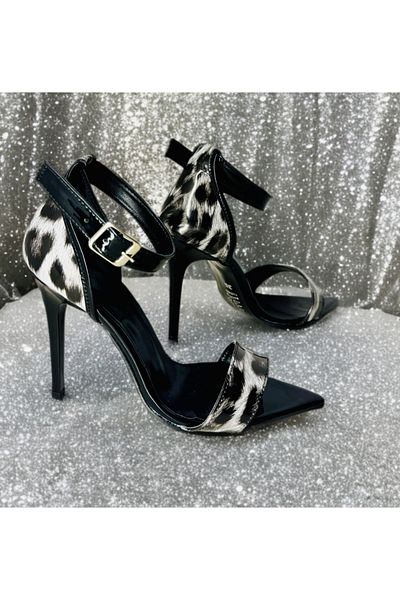 Felisya Butik Leopard Patterned Pointed Toe Heeled Evening Dress Shoes 10cm