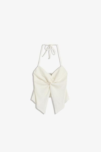 Bershka Textured halter top with knot