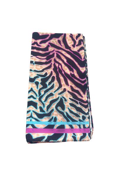 Hayalet Zebra Print Satin Foulard Bandana Gavroş