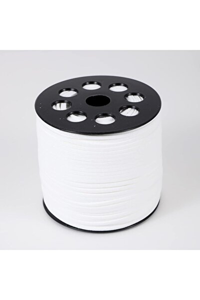 Generic حبل من جلد الغزال الأبيض من ريدوت جيفت، بطول 100 ياردة، شريط جلدي، حبل من جلد الغزال الصناعي بقطر 2.6 مم، مناسب لربطات الهدايا