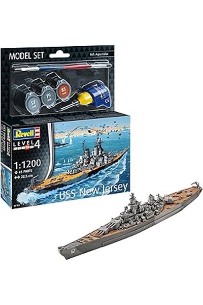 NETWORK ART Model Set Battleship Uss Ew Jersey-Revell Model Kit with Basic Accessories