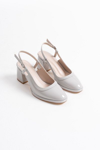 MarjinalTrendim Taila Gray Patent Leather Women's Heeled Shoes