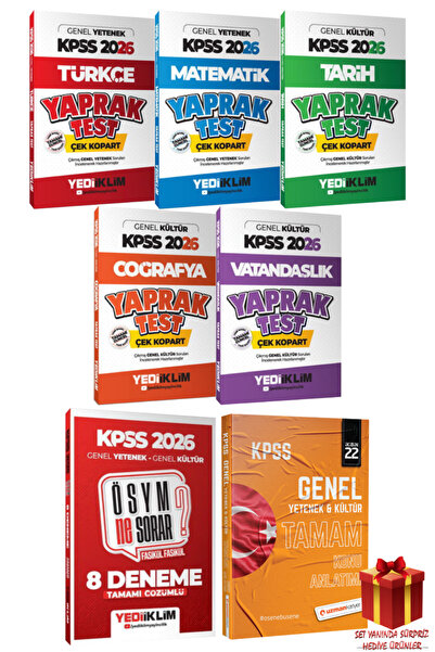 Yediiklim Yayınları KPSS 2026 Türkçe Matematik Tarih Coğrafya Vatandaşlık Yap...