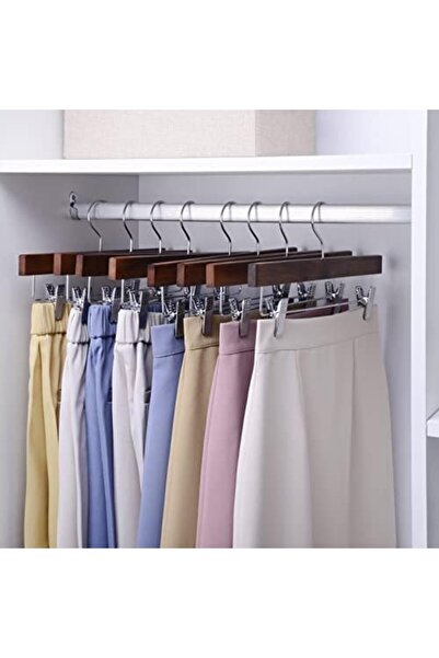 Generic Nature Smile 10-Pack Solid Lotus Wood Deluxe Wooden Pants Hangers