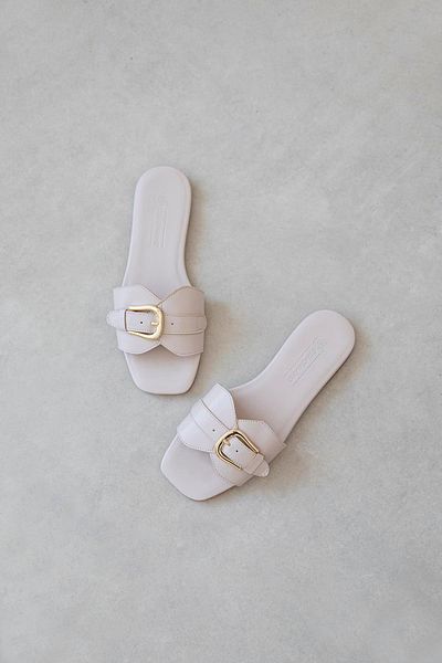 STRASWANS Γυναικείες δερμάτινες παντόφλες Pablo Beige