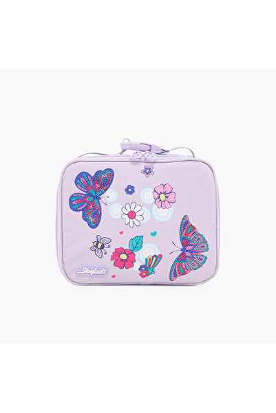 Skylar حقيبة غداء مطبوعة مع حزام بإبزيم وسحاب للإغلاق