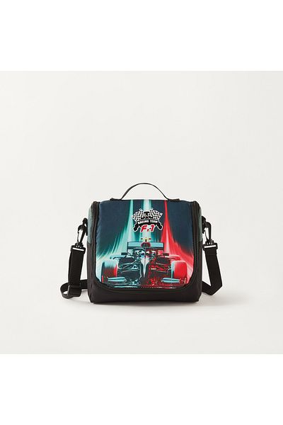Unique -1 Car Print Lunch Bag with Adjustable Strap and Zip Closure