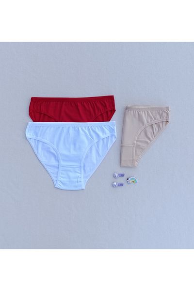 siyalife Women's Cotton 3-Piece Combed Cotton Fabric Panties Bikini Slip