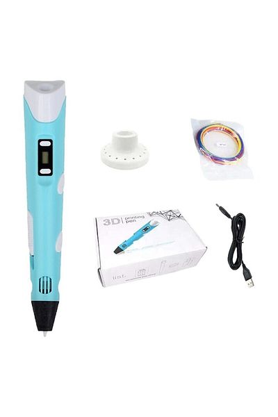 OEM 3D Pen with LED display, for drawing, blue, PLA filament