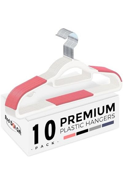 GENERIC4 Red Dot Gift® 10-Pack Plastic Clothes Hangers, Ultra Thin Non Slip Clothes Hanger Space Saving Coat