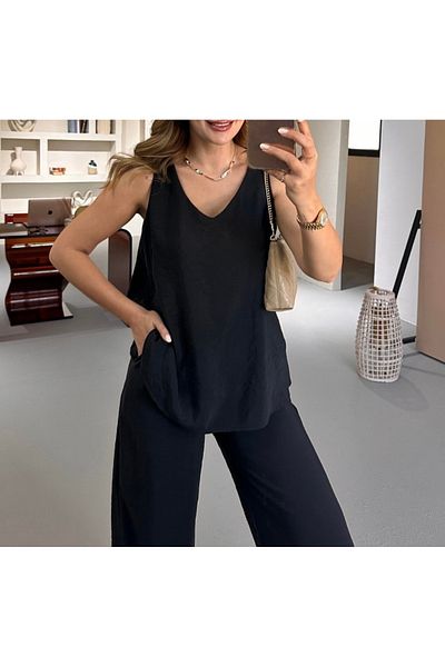 Chamakh Double Pants Suit with Thick Straps
