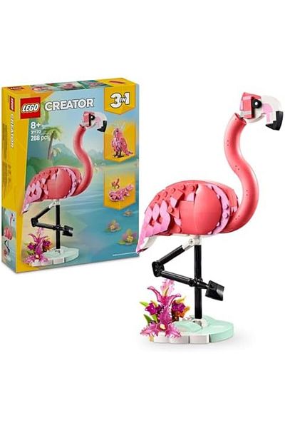 LEGO LEGO Creator 3in1 Wild Animals: Pink Flamingo Toy - Transforms into a Cockatoo Parrot Figure or Axol