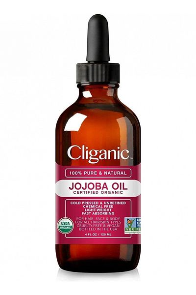 Cliganic 100% Pure Jojoba Oil, Cold Pressed and Hexane-Free, Stimulate Growth for Hair, Face, 120 Ml